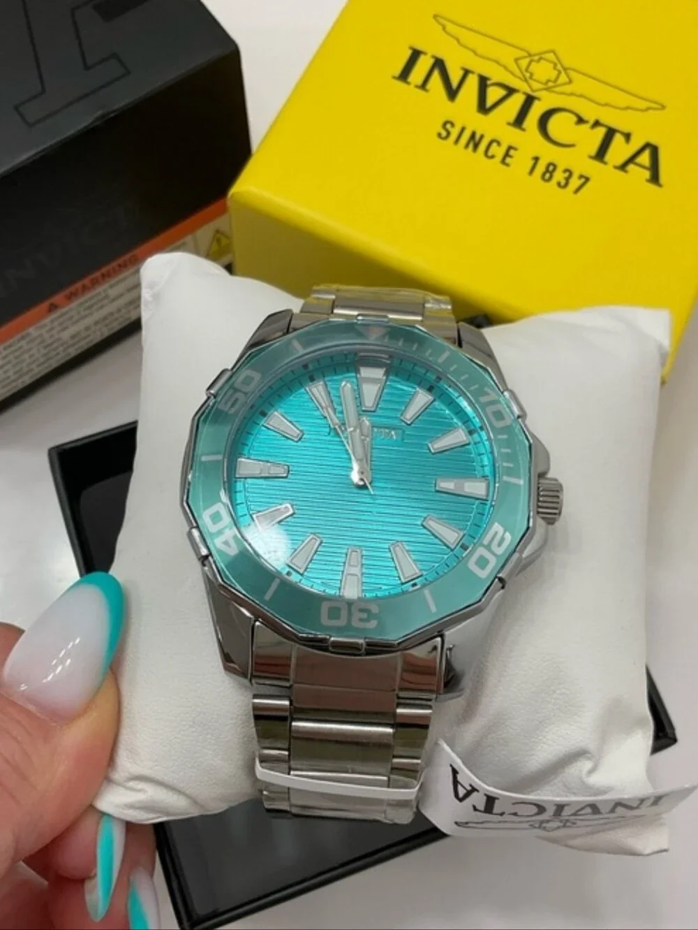 Invicta Men’s Turquoise Dial Stainless Steel Watch NIB